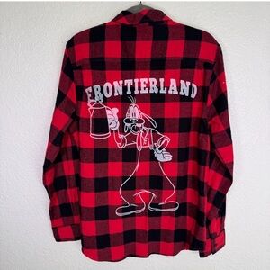 DisneyParks Frontierland Goofy Plaid Shirt XL